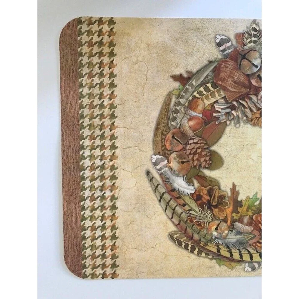 CounterArt Wreath Pheasant Placemats Thanksgiving Double Sided 17x11 Set of 4